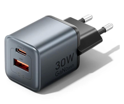 Ładowarka i akumulator Vention Ładowarka 30W GaN 1x USB-A 1x USB-C czarna